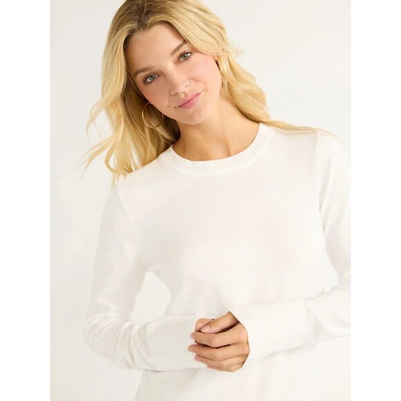 Women’s Cozy Yarn Crewneck Sweater Long Sleeves Lightweight Size SMALL CREAM NWT - Picture 2 of 4